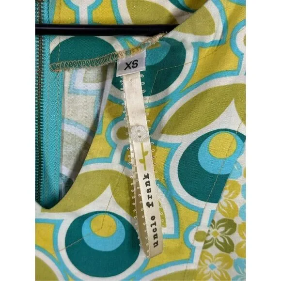 Uncle Frank Made in USA V neck flare sleeve Dress 100% cotton size extra small - Picture 8 of 9